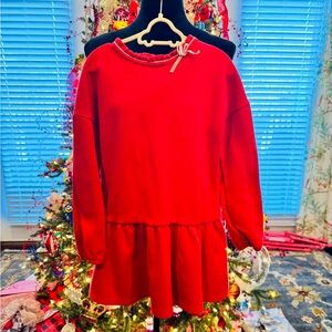 Mini Boden Red sweatshirt dress EUC size 9-10